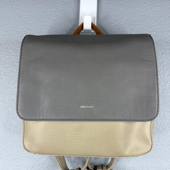 Matt & Nat Vegan Leather Neutral Colors Boxy Backpack - Picture 1 of 9